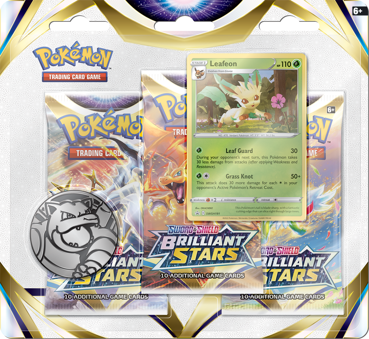 Pokemon TCG: Brilliant Stars 3-Pack Blister Leafeon