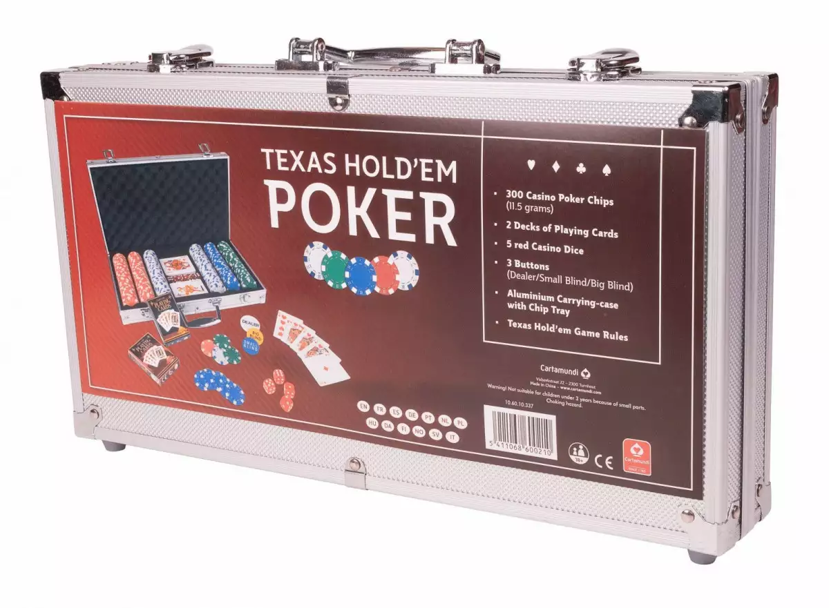 Zestaw pokerowy Texas Holdem 300 żetonów aluminiowy