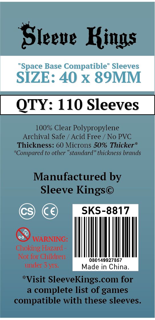 Sleeve Kings 40x89mm Space Base Compatible Sleeves 60 Microns