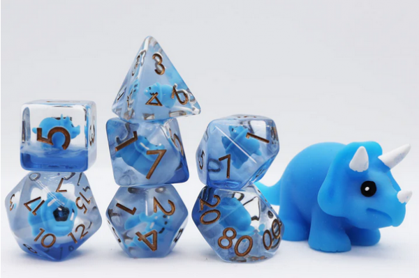 Blue Triceratops RPG Dice Set