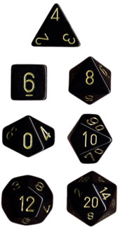 Black/Gold Opaque 7 die set