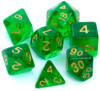 obrazek Komplet kości REBEL RPG - Kryształowe - Ciemnozielone 