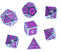 logo przedmiotu Komplet kości REBEL RPG - Metal - Tłoczona chromowana purpura