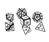 logo przedmiotu Komplet kości REBEL RPG - Metal - Tłoczona obsydianowa biel