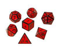logo przedmiotu Komplet kości REBEL RPG - Metal - Tłoczona obsydianowa czerwień