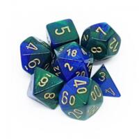 logo przedmiotu Chessex Gemini Polyhedral 7-Die Set - Blue-Green w/gold