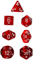 logo przedmiotu Red with white translucent 7 die set