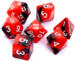 obrazek Komplet kości REBEL RPG - Dwukolorowe - Czerwono-czarne 